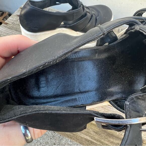 Vintage Y2K soda black basket weave chunky heeled platform sandals - Picture 5 of 6